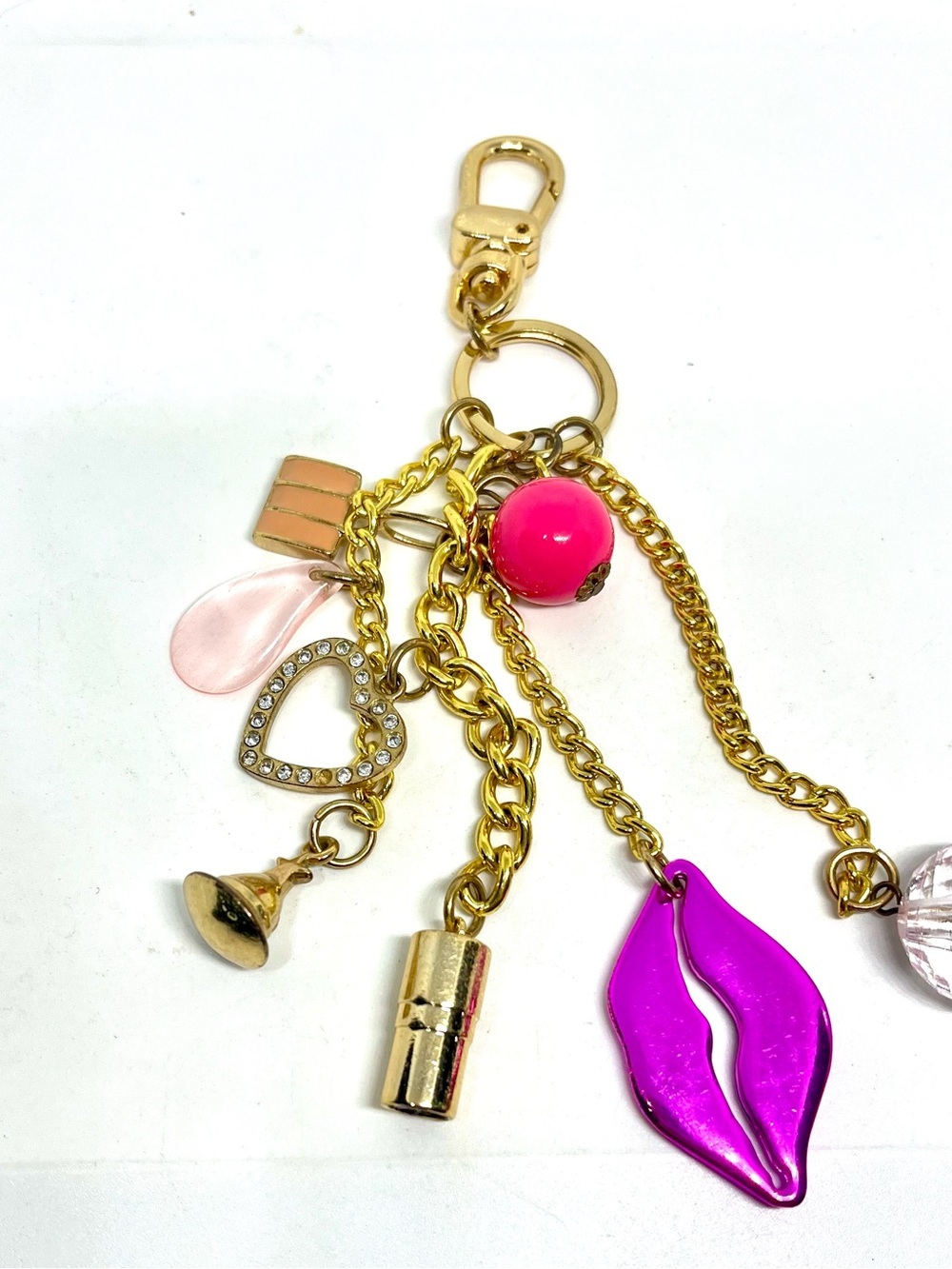 Bag Charm with Hot Pink Lip and Pink Accents